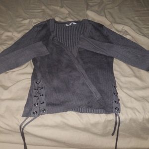 Gray knit cardigan